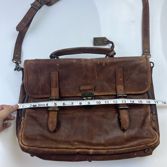 Frye Brown Leather Logan Buckle Top Handle Messenger Bag N270-1 - Picture 14 of 15